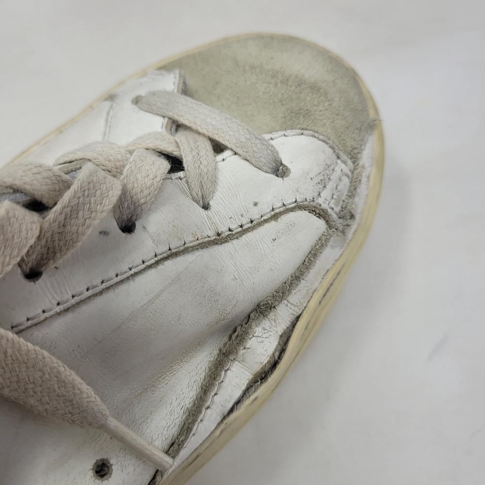 Golden Goose Hi Star Shoes Womens US8 EU38 White Leather Glitter Star Sneaker - Picture 16 of 16
